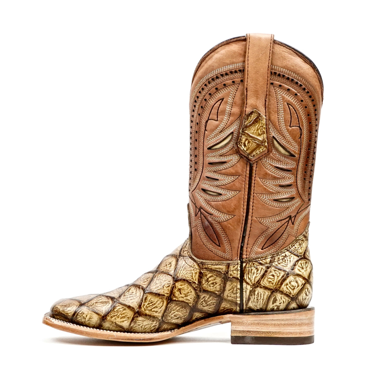 Pirarucu Orix Boots - Embossed Leather - Square Toe (E687)