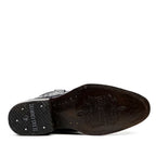 Snake Black Cowboy Boots - Embossed Leather - Roper Toe (E952)