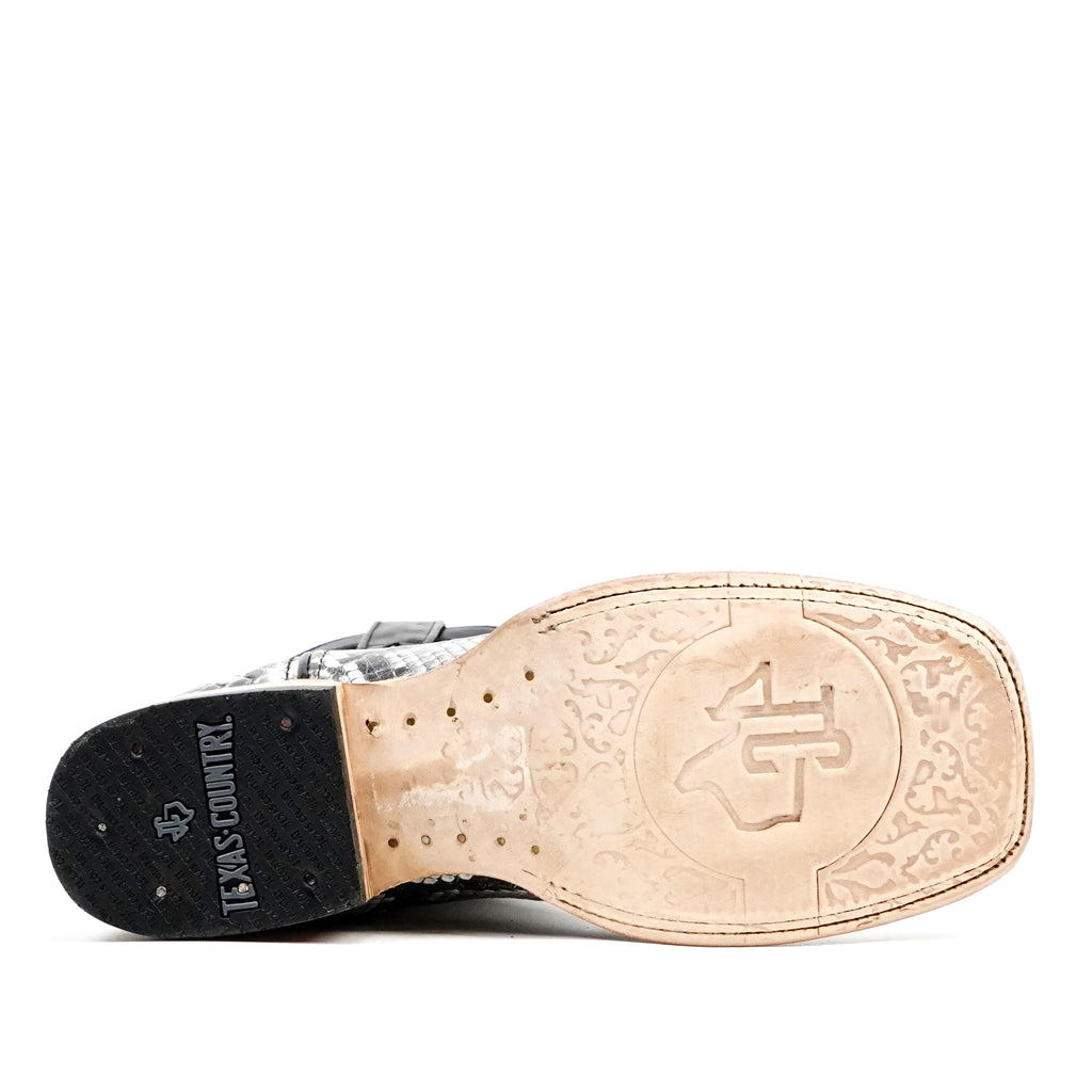 Python Natural Cowboy Boots - Embossed Leather - Square Toe (E913)