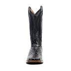 Botas vaqueras de serpiente - Piel gofrada negra - Punta cuadrada (E947)