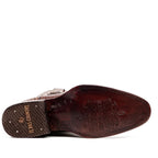 Botas Cognac Serpiente - Piel Grabada - Punta Redonda (E953)