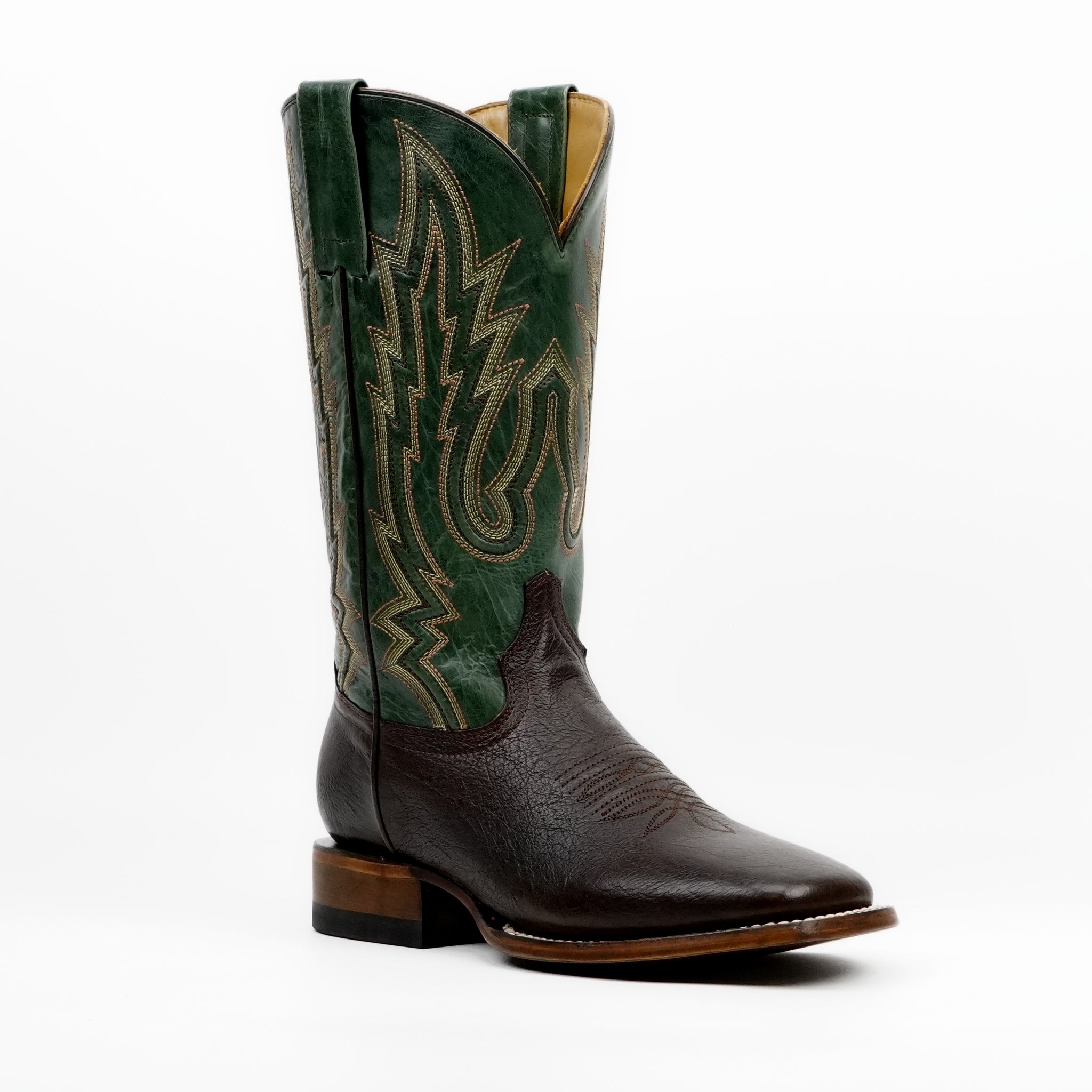 Shrunken Calf Cowboy Boots - Chocolate - Square Toe (TS083)