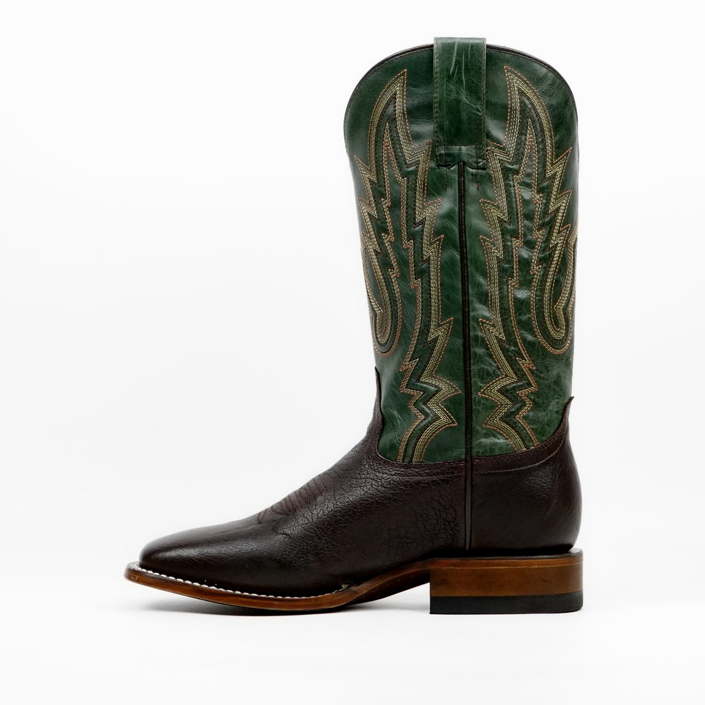 Shrunken Calf Cowboy Boots - Chocolate - Square Toe (TS083)