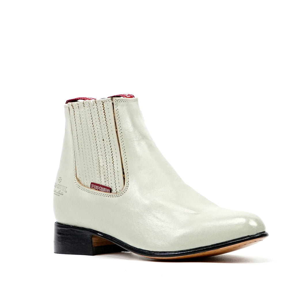 White Nappa Ankle Boots - Round Toe (E500)