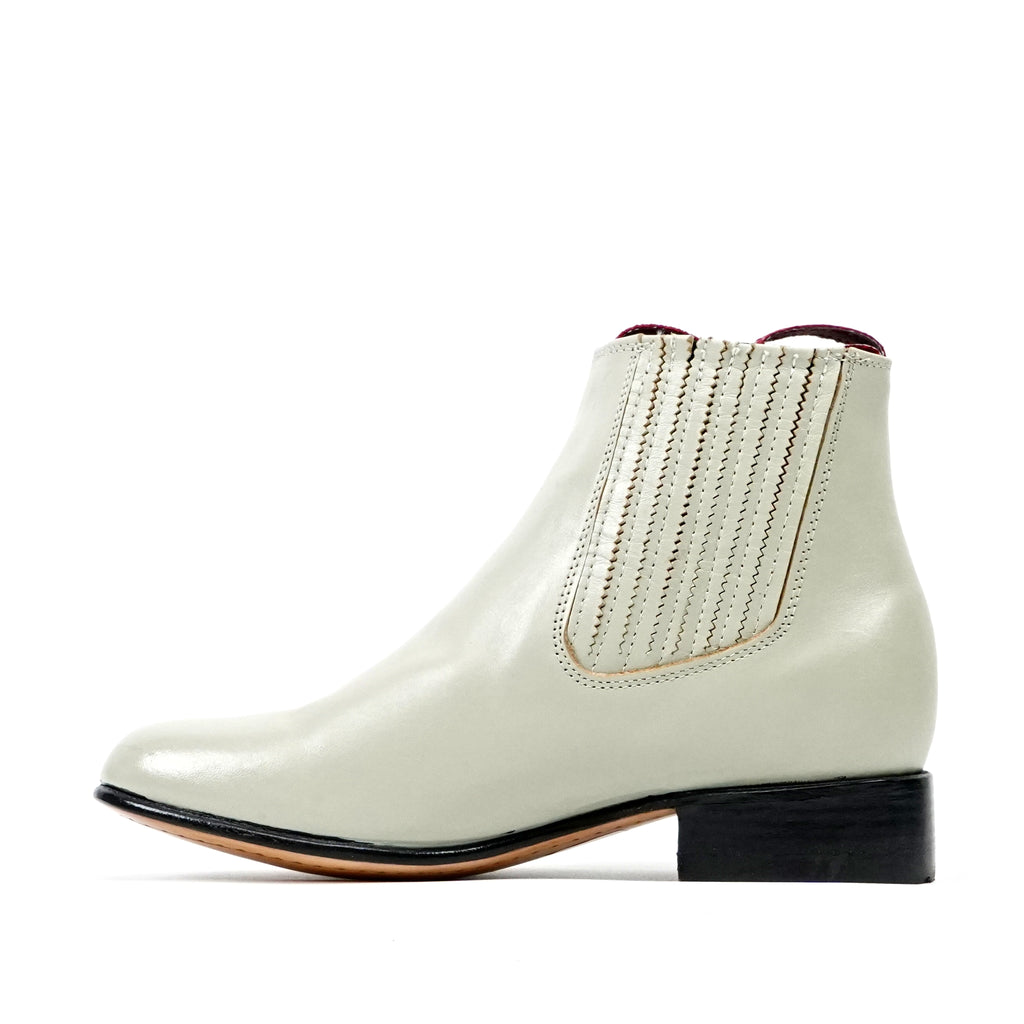 White Nappa Ankle Boots - Round Toe (E500)