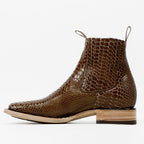 Tamarind Snake Ankle Boots - Embossed Leather - Square Toe (E946)