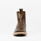 Tamarind Snake Ankle Boots - Embossed Leather - Square Toe (E946)