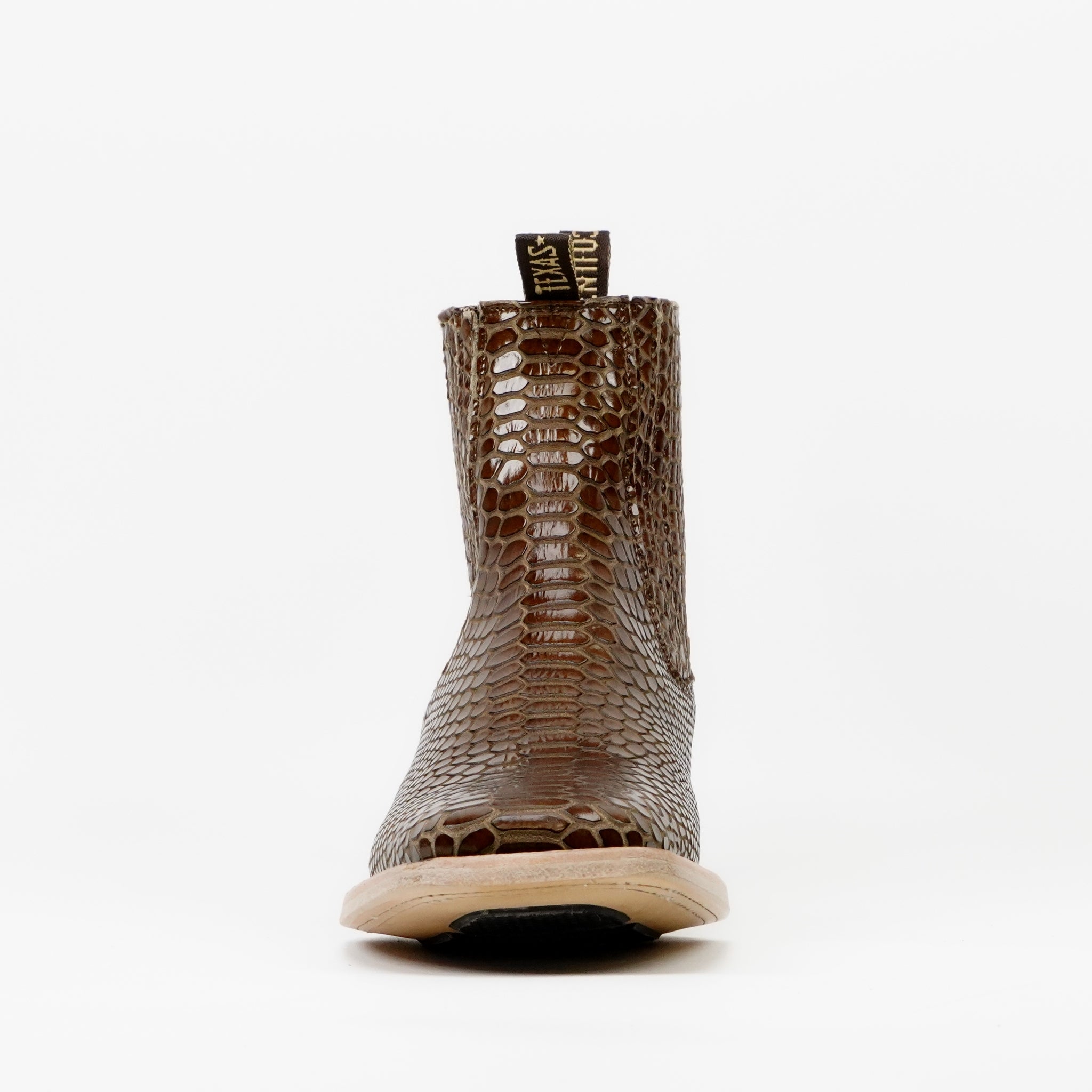 Tamarind Snake Ankle Boots - Embossed Leather - Square Toe (E946)