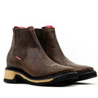 Alamo Brown Double Sole Ankle Boots - Square Toe (E1200)