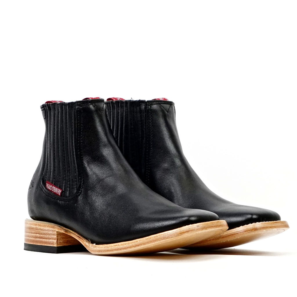 Nappa Black Ankle Boots - Square Toe (E1200)