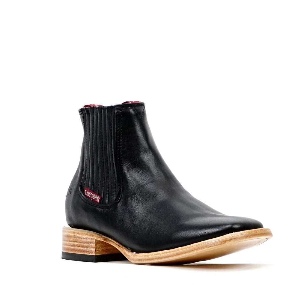 Nappa Black Ankle Boots - Square Toe (E1200)