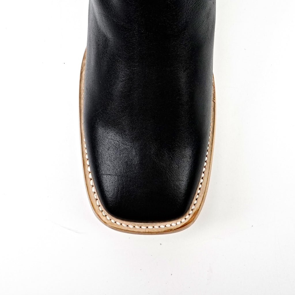 Nappa Black Ankle Boots - Square Toe (E1200)