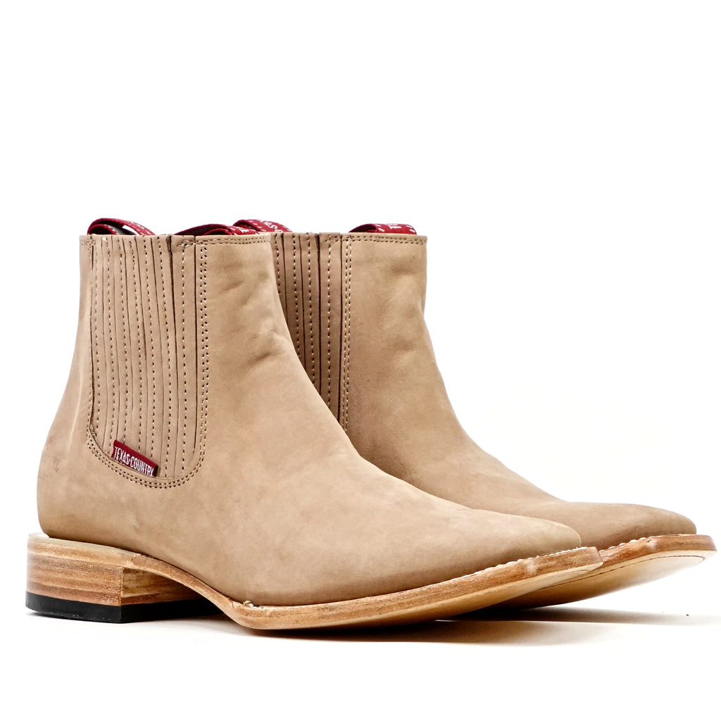 Nubuck Sand Ankle Boots - Square Toe (E1200)