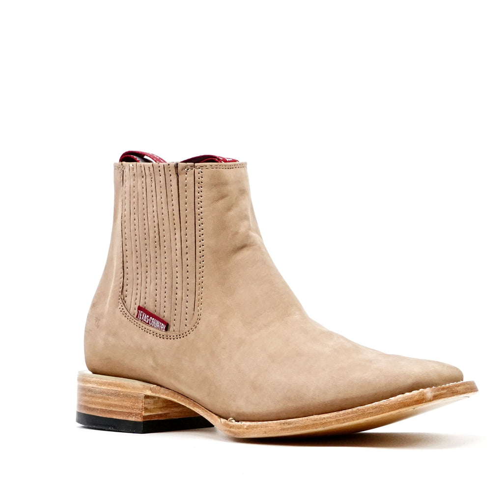 Nubuck Sand Ankle Boots - Square Toe (E1200)