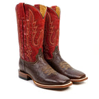Shrunken Calf Brown Cowboy Boots - Square Toe (E083)