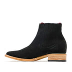 Suede Nubuck Black Ankle Boots - Square Toe (E1200)