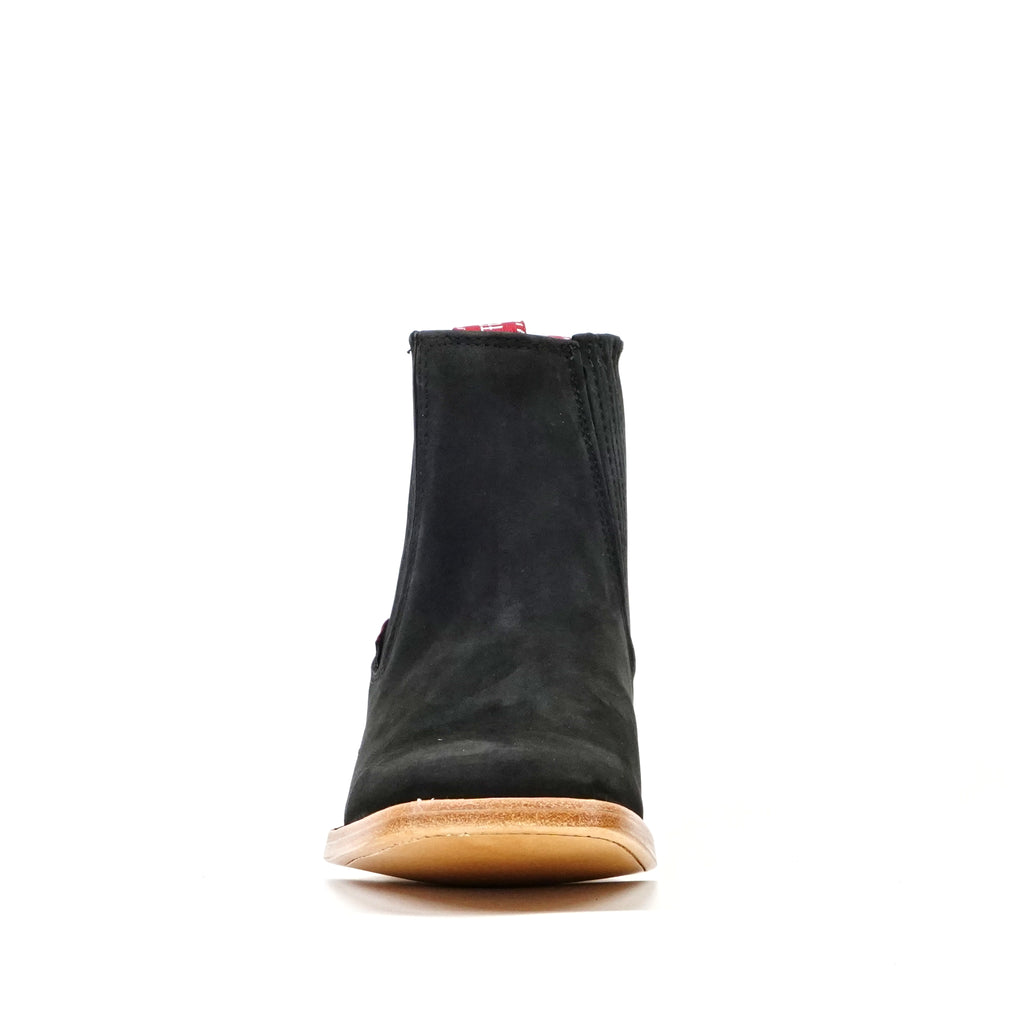 Suede Nubuck Black Ankle Boots - Square Toe (E1200)