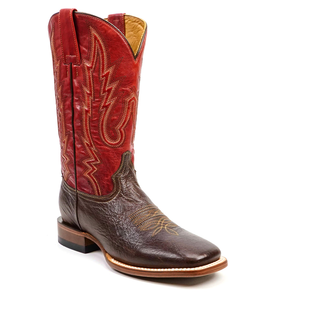 Shrunken Calf Brown Cowboy Boots - Square Toe (E083)