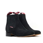 Nubuck Black Ankle Boots - Round Toe (E800)