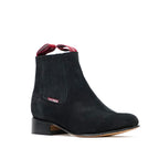 Nubuck Black Ankle Boots - Round Toe (E800)