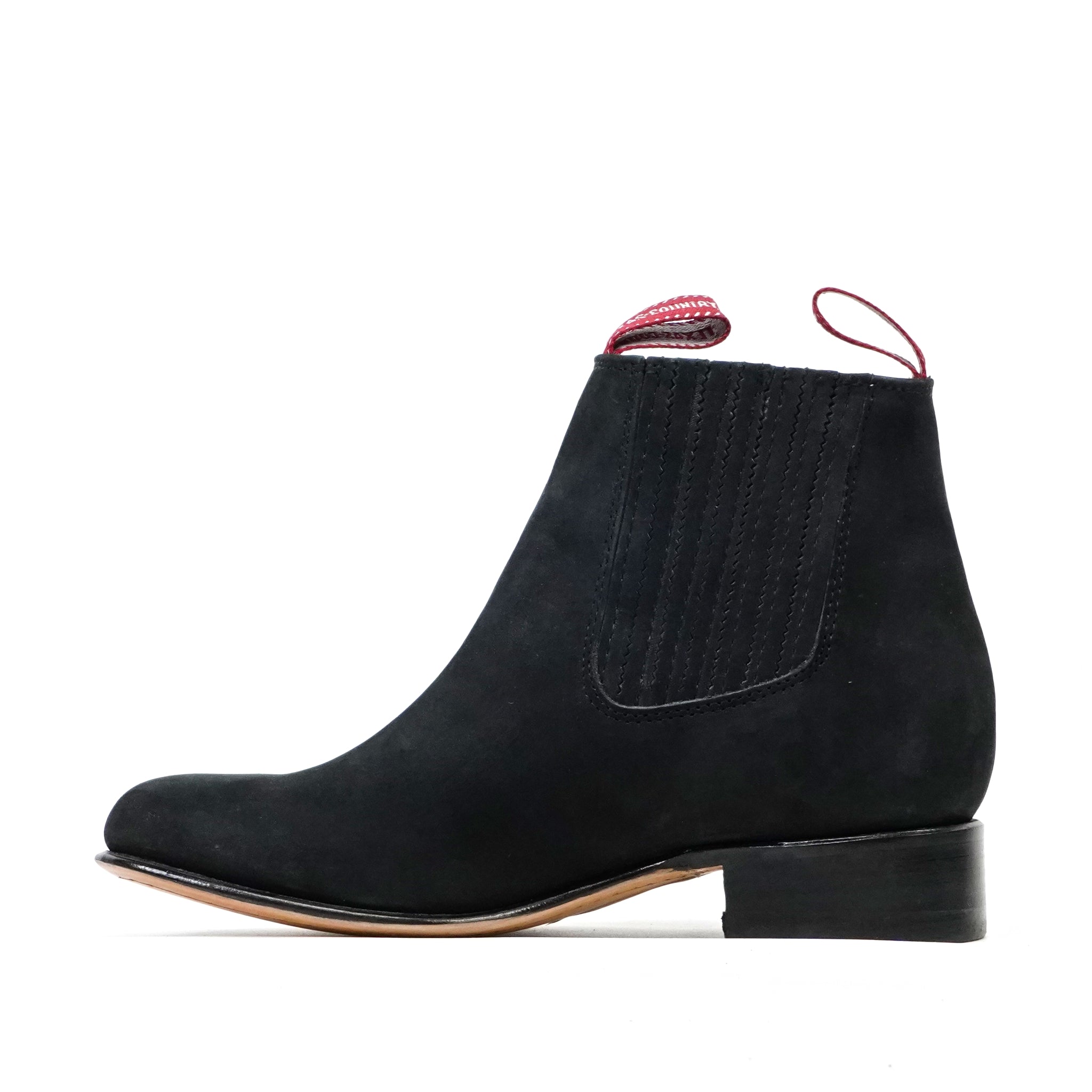 Nubuck Black Ankle Boots - Round Toe (E800)