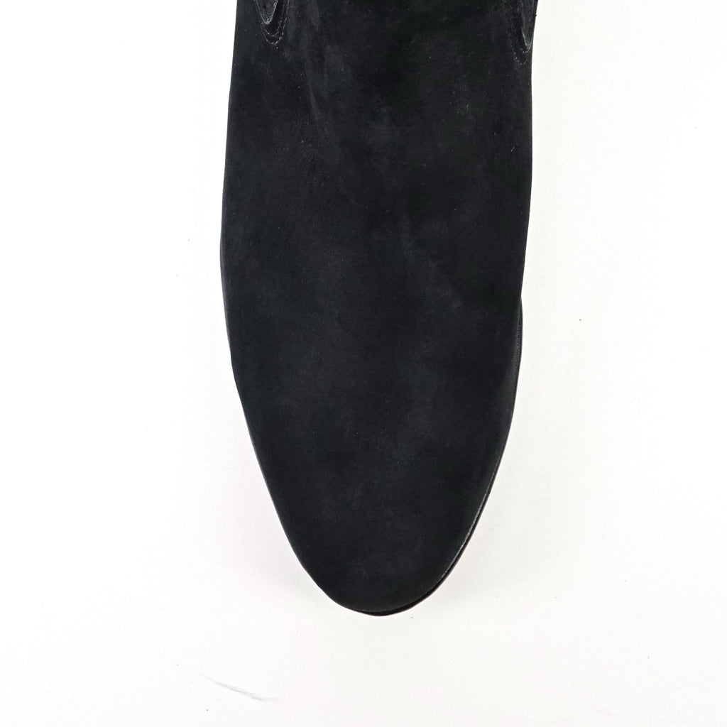Nubuck Black Ankle Boots - Round Toe (E800)