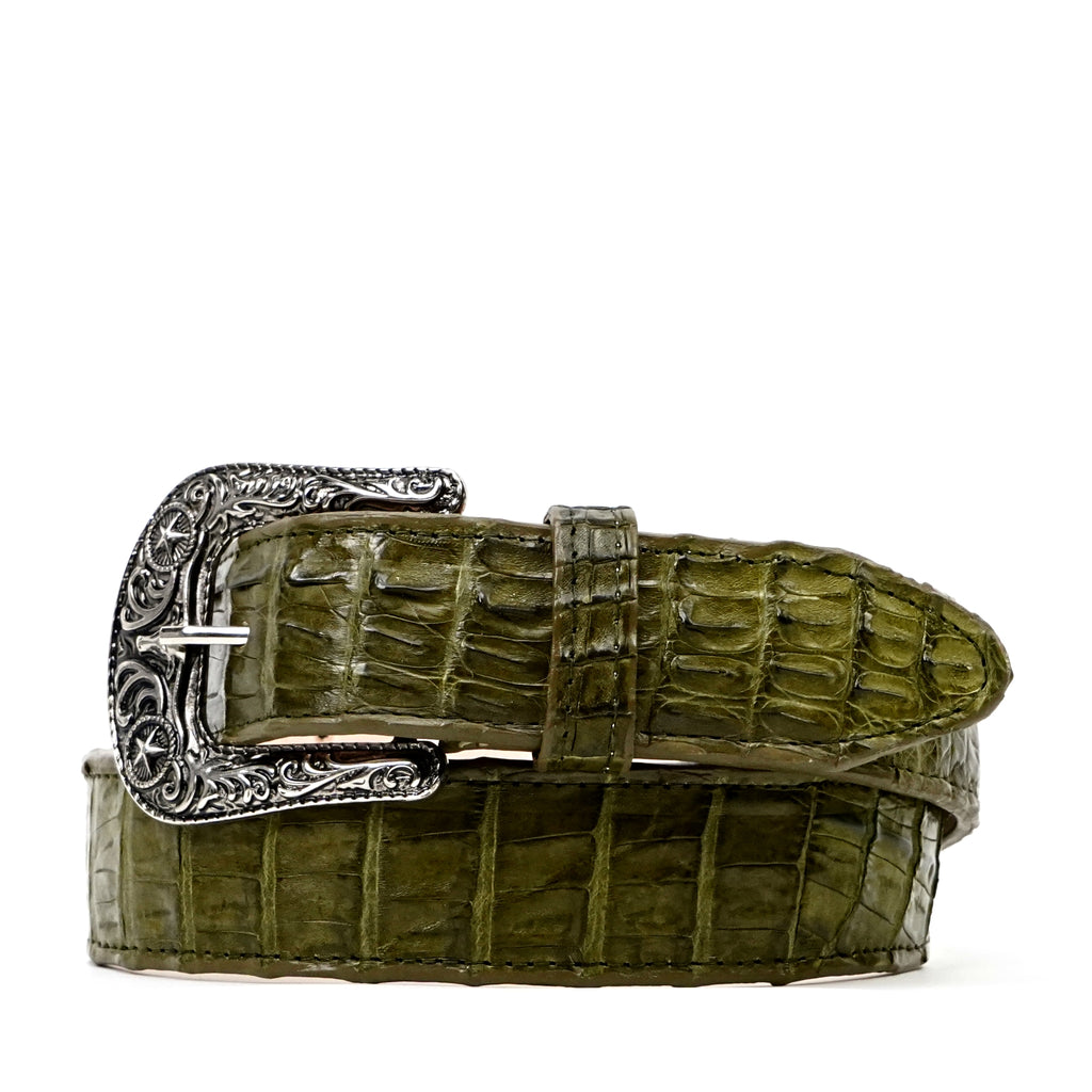 Exotic Full Quilt Caiman Belt - Agave (C028)