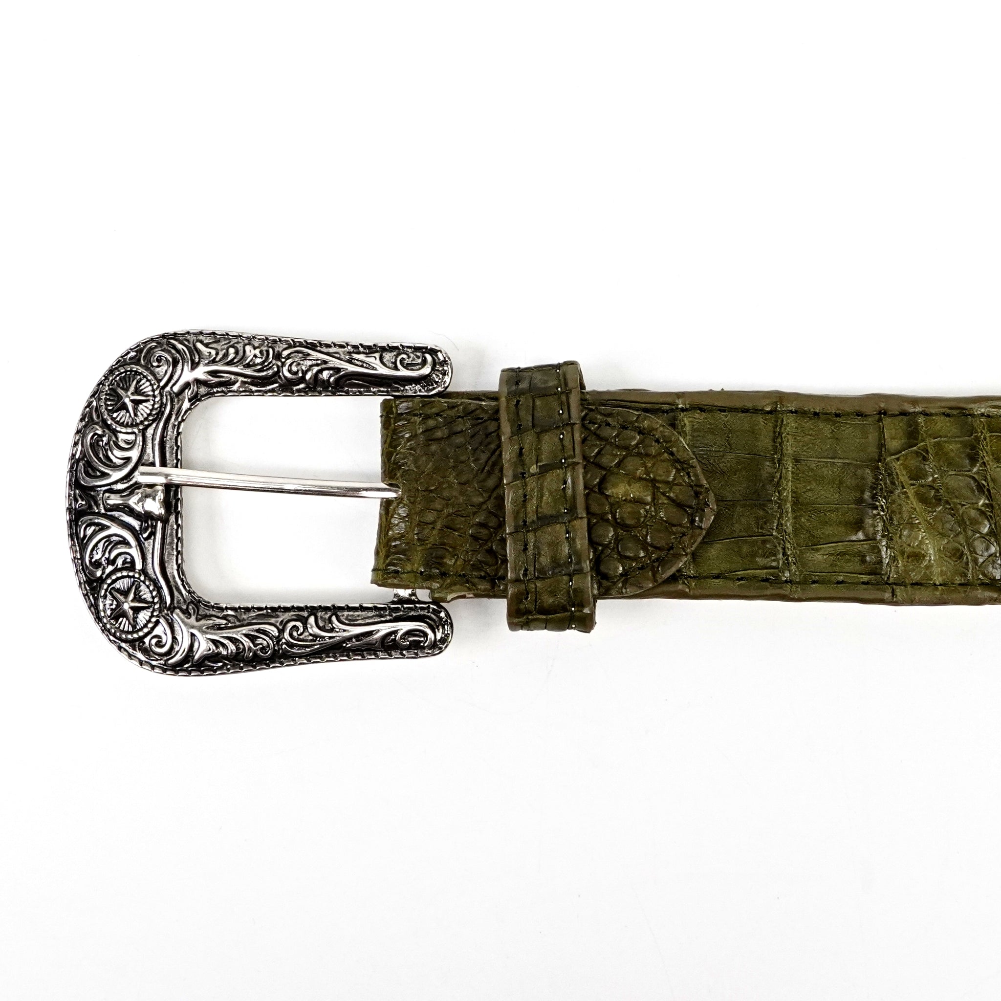 Exotic Full Quilt Caiman Belt - Agave (C028)