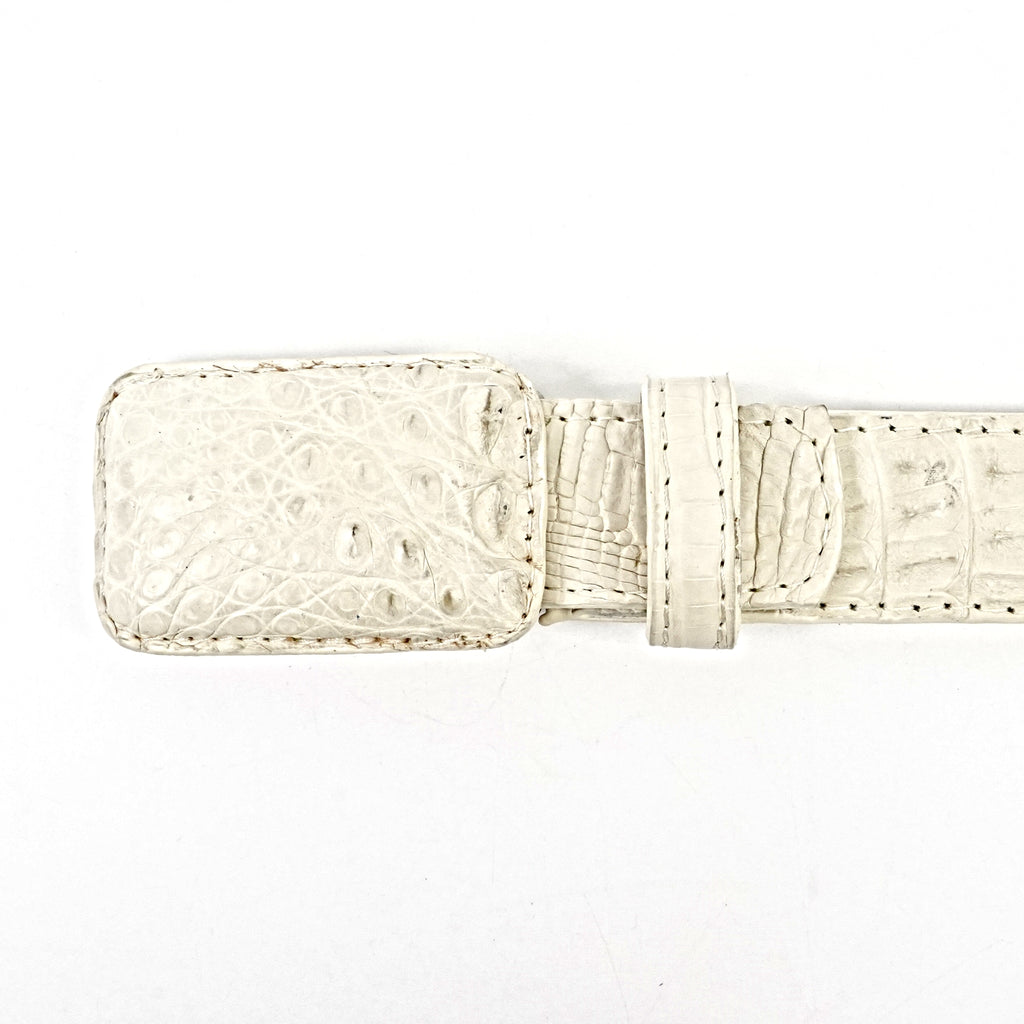 Exotic Full Quilt Caiman Belt - Bone (C001)