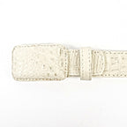 Exotic Full Quilt Caiman Belt - Bone (C001)