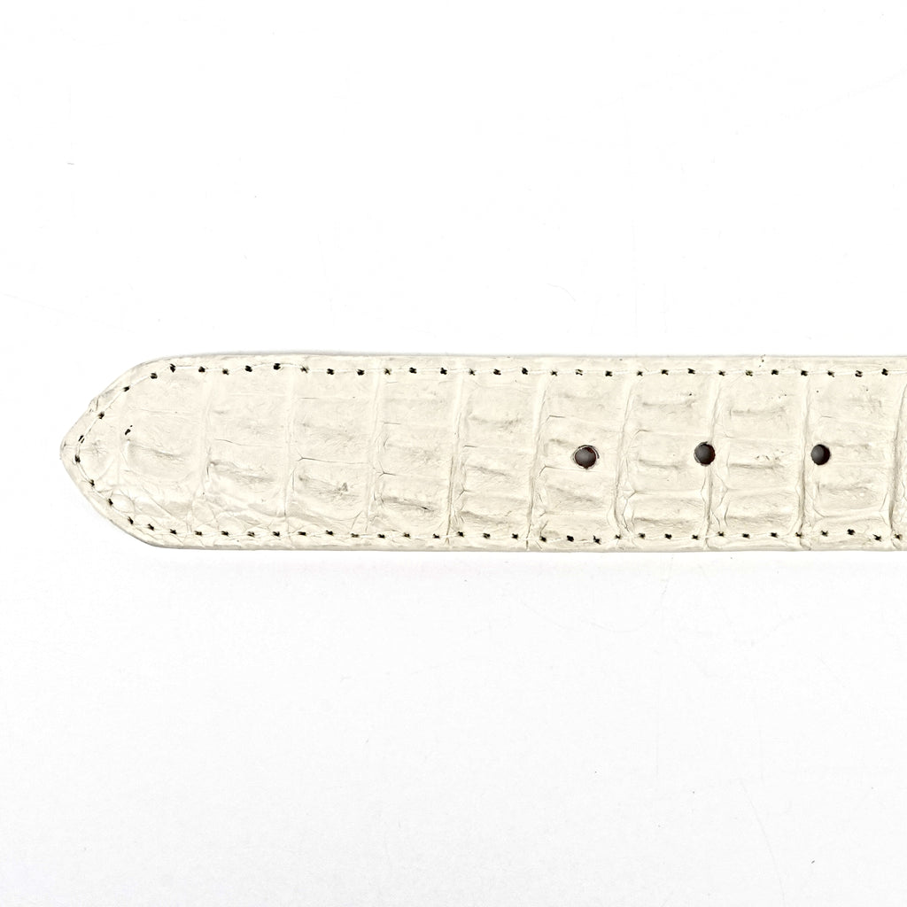 Exotic Full Quilt Caiman Belt - Bone (C001)