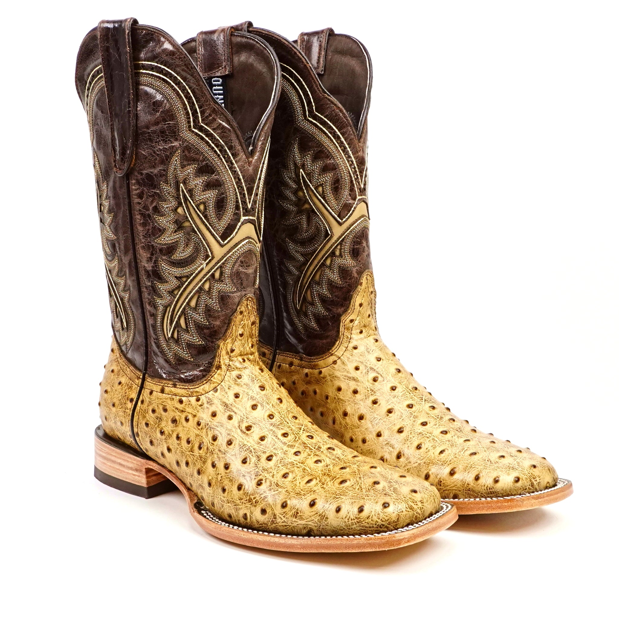 Ostrich Orix Cowboy Boots - Embossed Leather - Square Toe (E424)