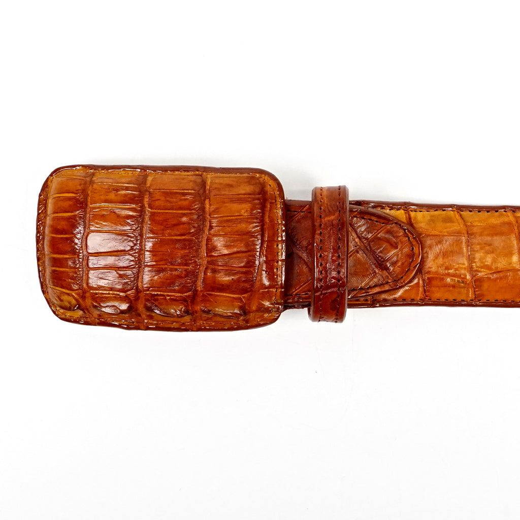 Exotic Full Quilt Alligator Belt - Brandy (C-001)
