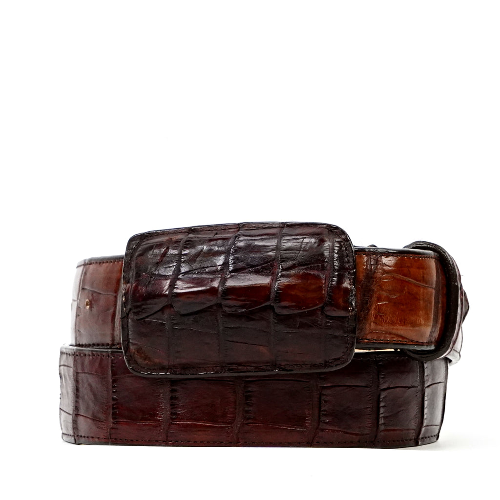 Exotic Full Quilt Alligator Belt - Espresso Brown (C-001)