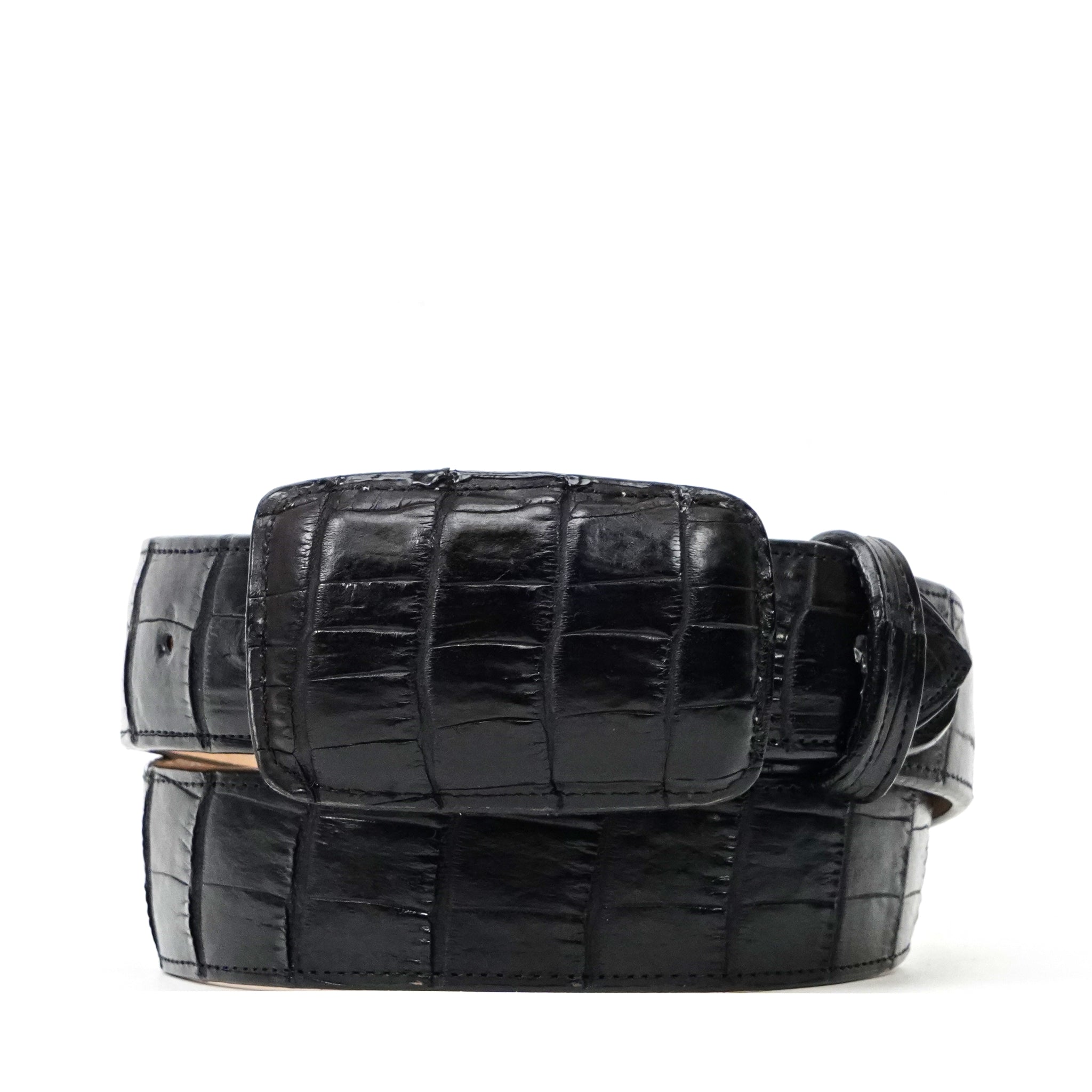 Exotic Full Quilt Alligator Belt - Black (C-001)