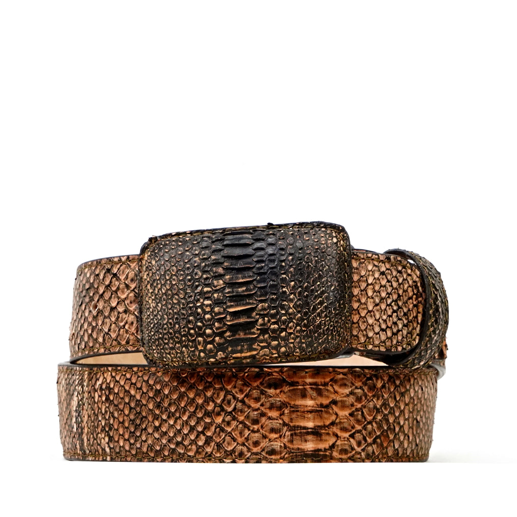 Exotic Full Quilt Python Belt - Burnt Orange (C-001)