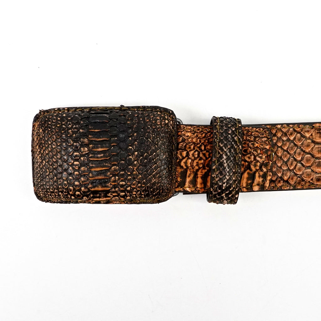Exotic Full Quilt Python Belt - Burnt Orange (C-001)