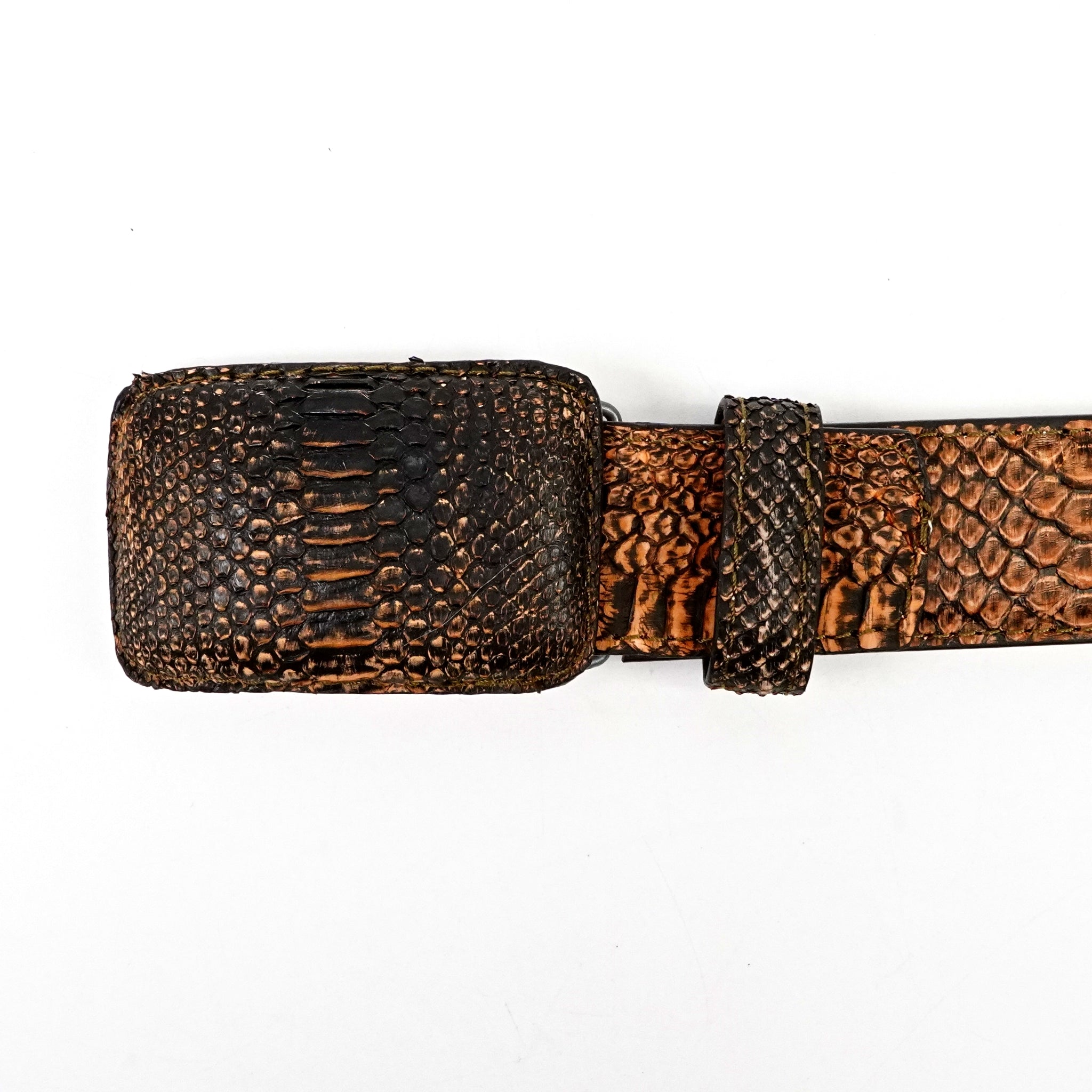 Exotic Full Quilt Python Belt - Burnt Orange (C-001)