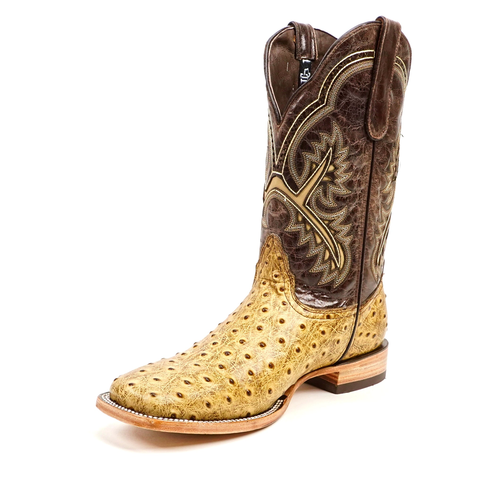Ostrich Orix Cowboy Boots - Embossed Leather - Square Toe (E424