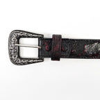 Cinturón de avestruz exótico con acolchado completo - Black Cherry (C-028)