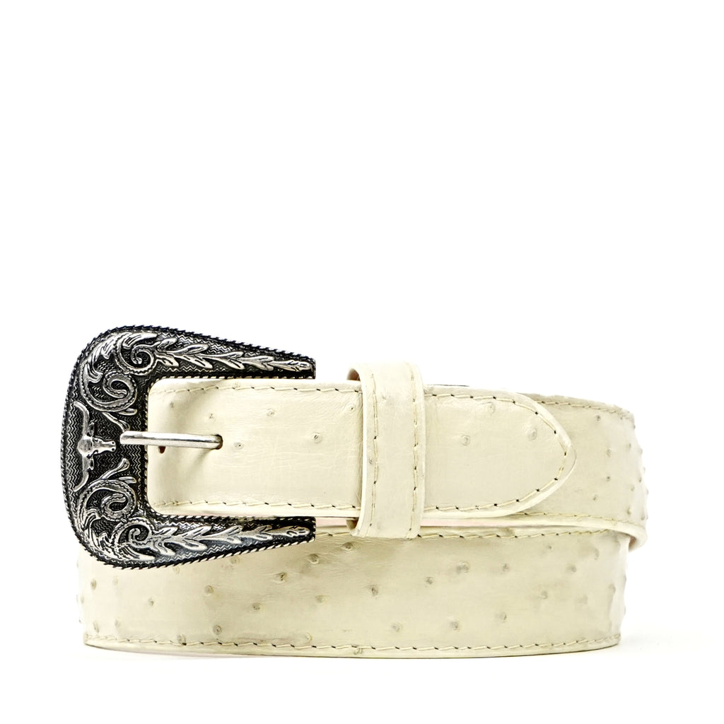 Exotic Full Quilt Ostrich Belt - Bone (C-028)