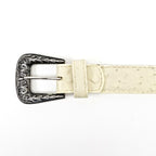 Exotic Full Quilt Ostrich Belt - Bone (C-028)