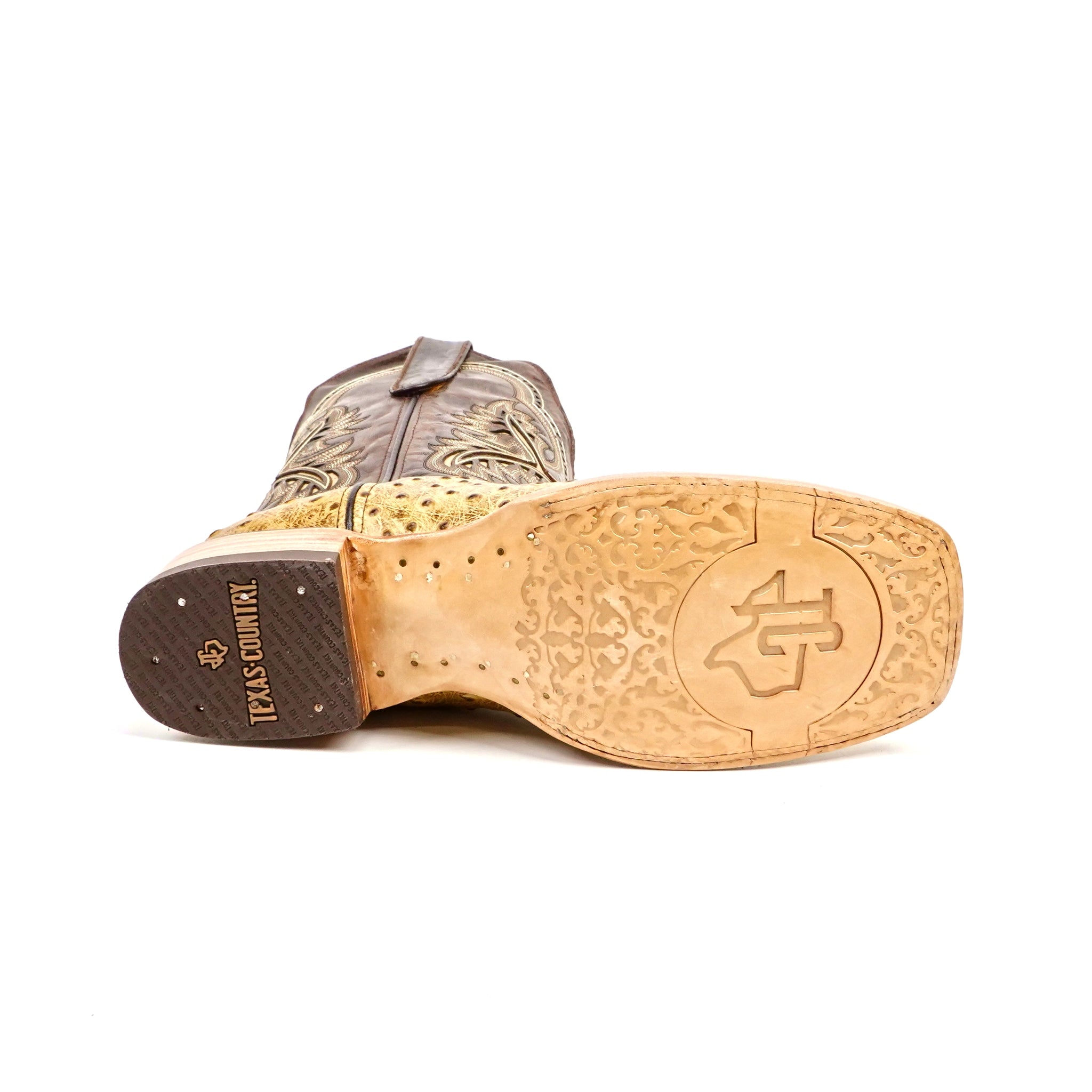 Ostrich Orix Cowboy Boots - Embossed Leather - Square Toe (E424)