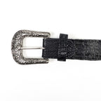 Exotic Full Quilt Caiman Belt - Black (C-028)