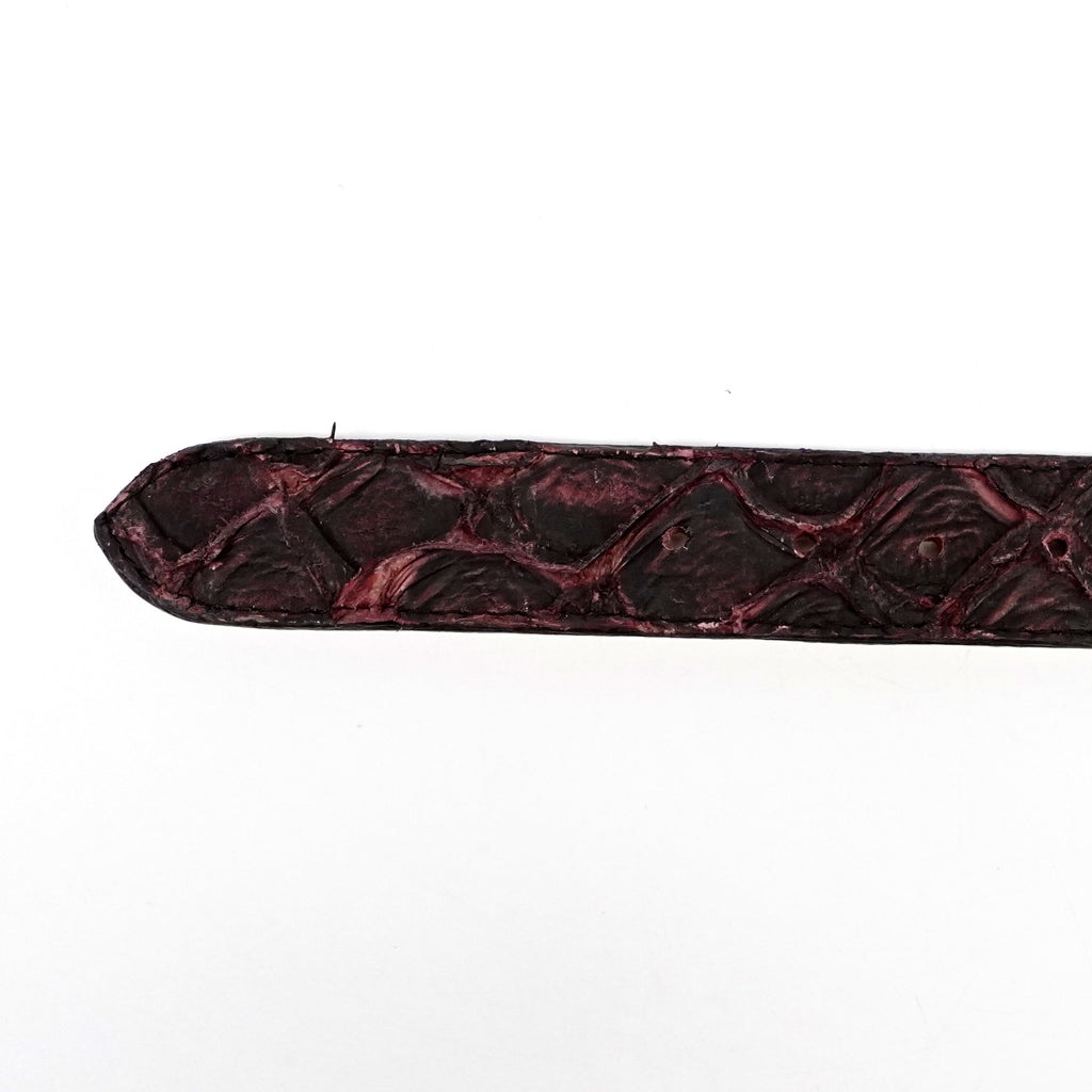 Cinturón de Pirarucú Exótico Acolchado Completo - Hebilla de Texas - Cereza Negra