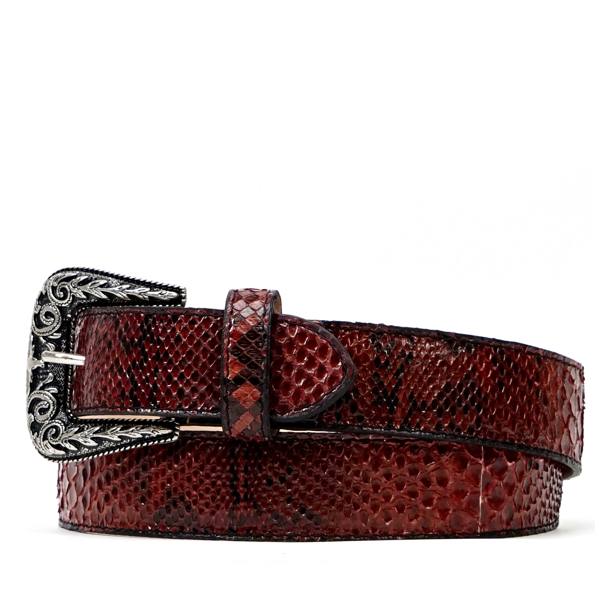 Exotic Full Quilt Python Belt - Red (C-028) - Gomez Western Wear