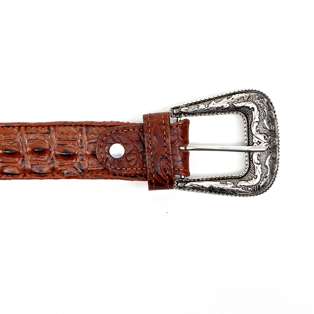 Caiman Cognac Belt - Embossed Leather (C-IMI)