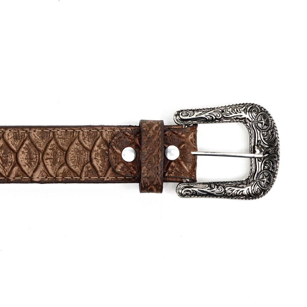 Jumbo Python Rustic Brown Belt - Embossed Leather (C-IMI)