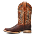 Distressed Mocha Leather Boots (Youth) - Slip-Resistant Sole - Rodeo Toe (E28)
