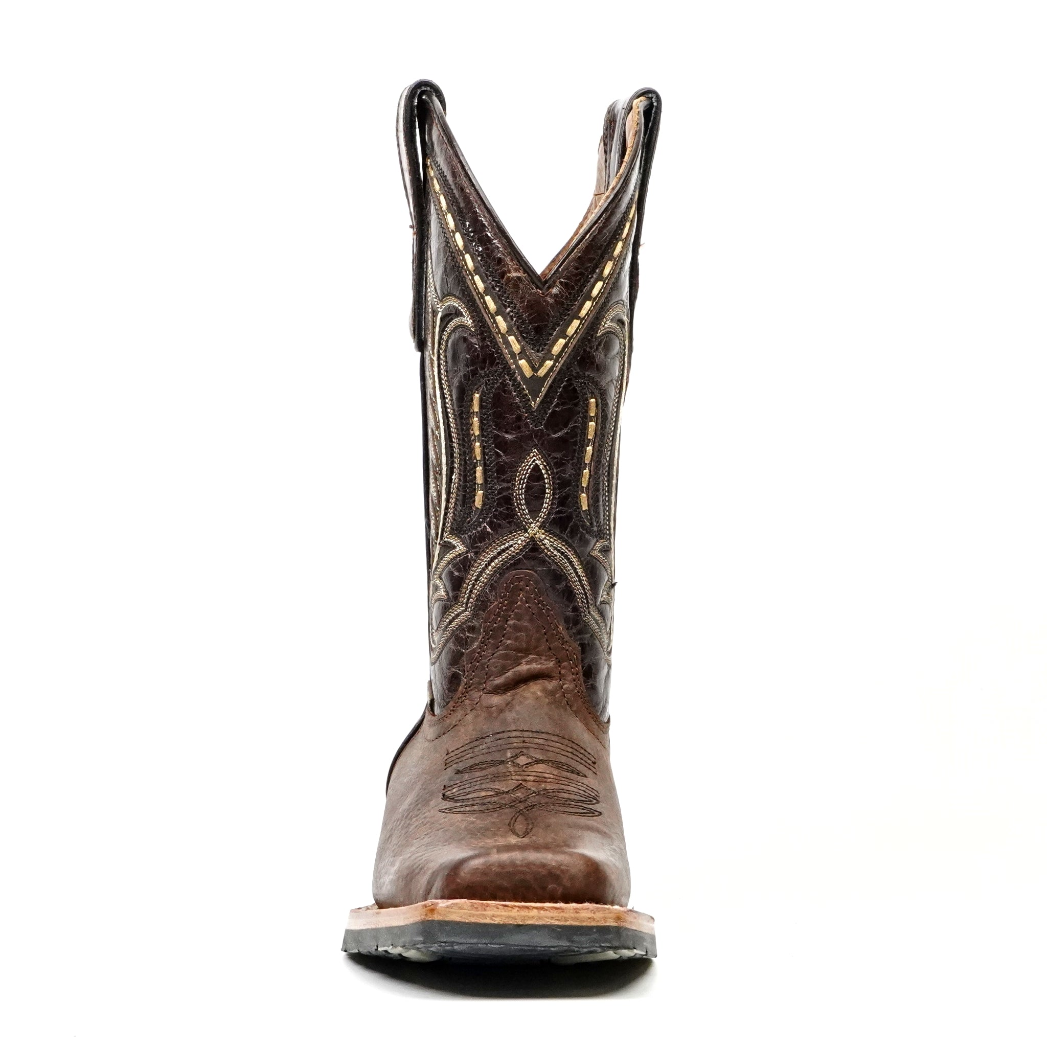 Cheyenne Choco Leather Boots (Youth) - Slip-Resistant Sole - Rodeo Toe (E28)